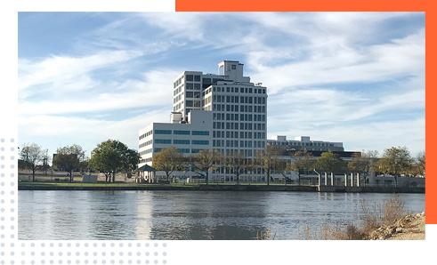 Close up of a wastewater treatment process at a plant