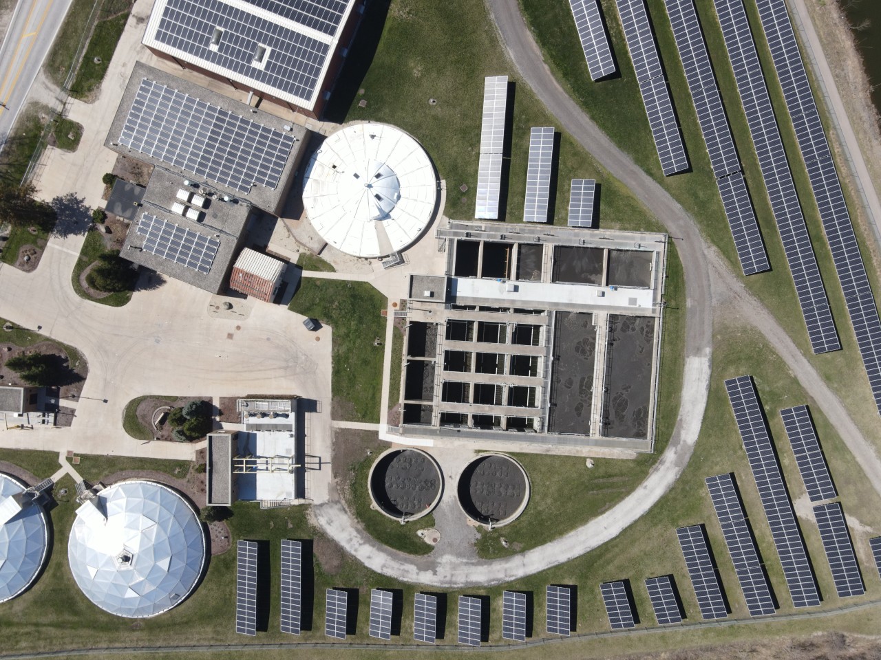 A bird’s eye view of a wastewater treatment plant