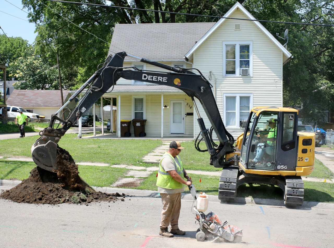 Lead service line replacement in process
