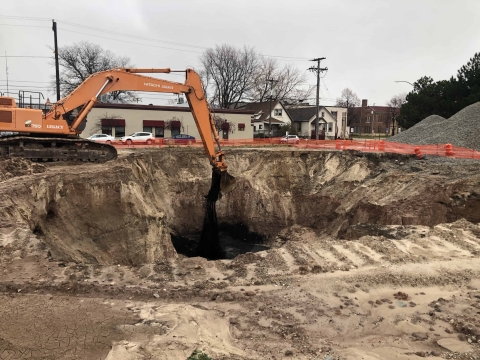 Shot of soil excavation as part of soil remediation at a contaminated site.