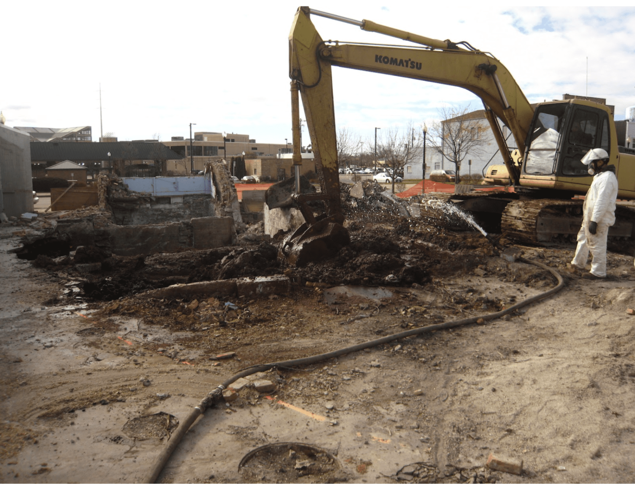 Steps in a brownfield cleanup process often include soil removal.