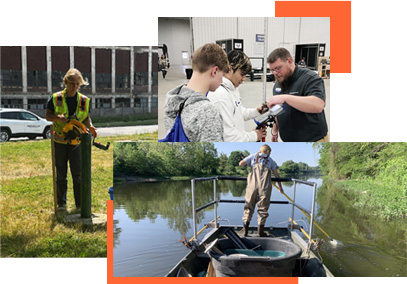 High school seniors participating in STEM internship and training programs